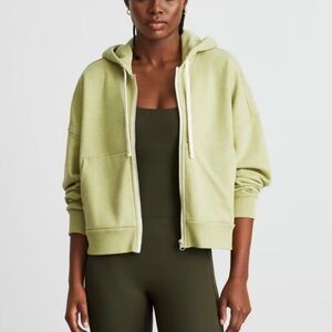 Everlane The Track Organic Cotton Hoodie Heathered Pear Green